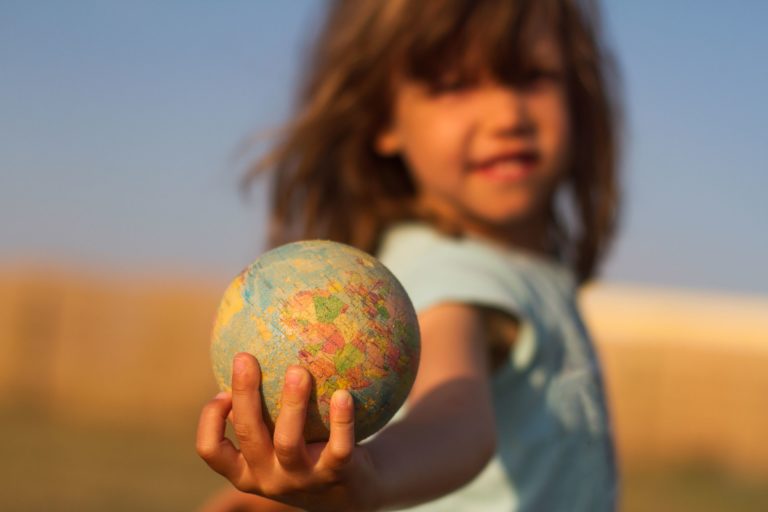 girl with globe